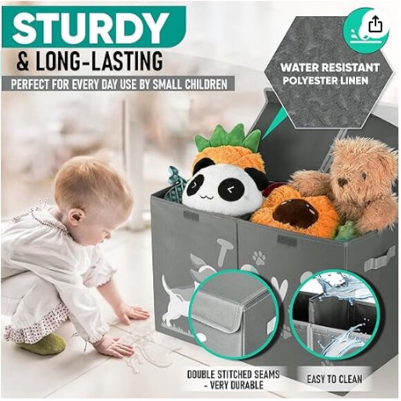 NWT Hula Home Large Lightweight (Linen/Poly) Collapsible Toy Box - Picture 2 of 8